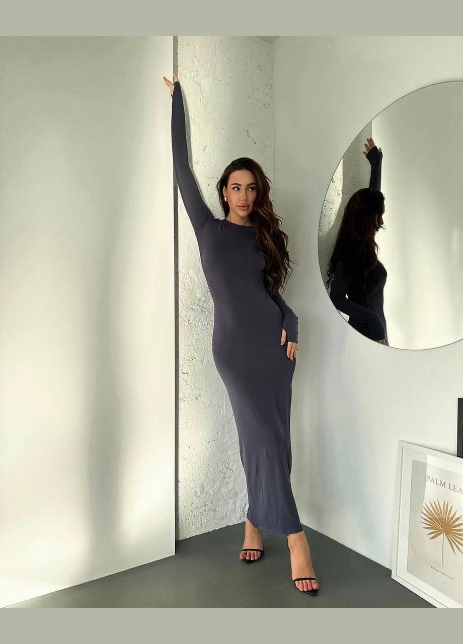 Графитовое повседневный платье футляр Garna однотонное