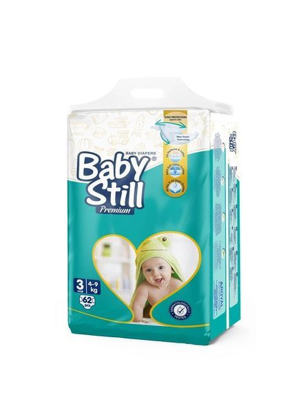 Дитячі підгузки Baby Jumbo Pack розмір 3 (4-9 кг) 62 шт памперси для новонароджених одноразові Still (370590407)