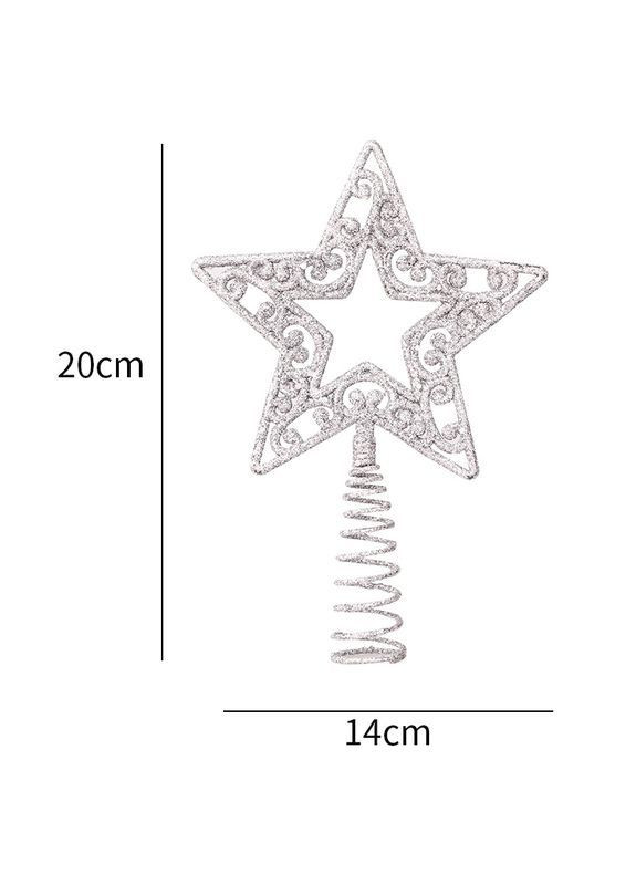 Верхушка для елки Звездочка с блестками 20 на 14 см серебристый Jannet Верхівка (367078947)