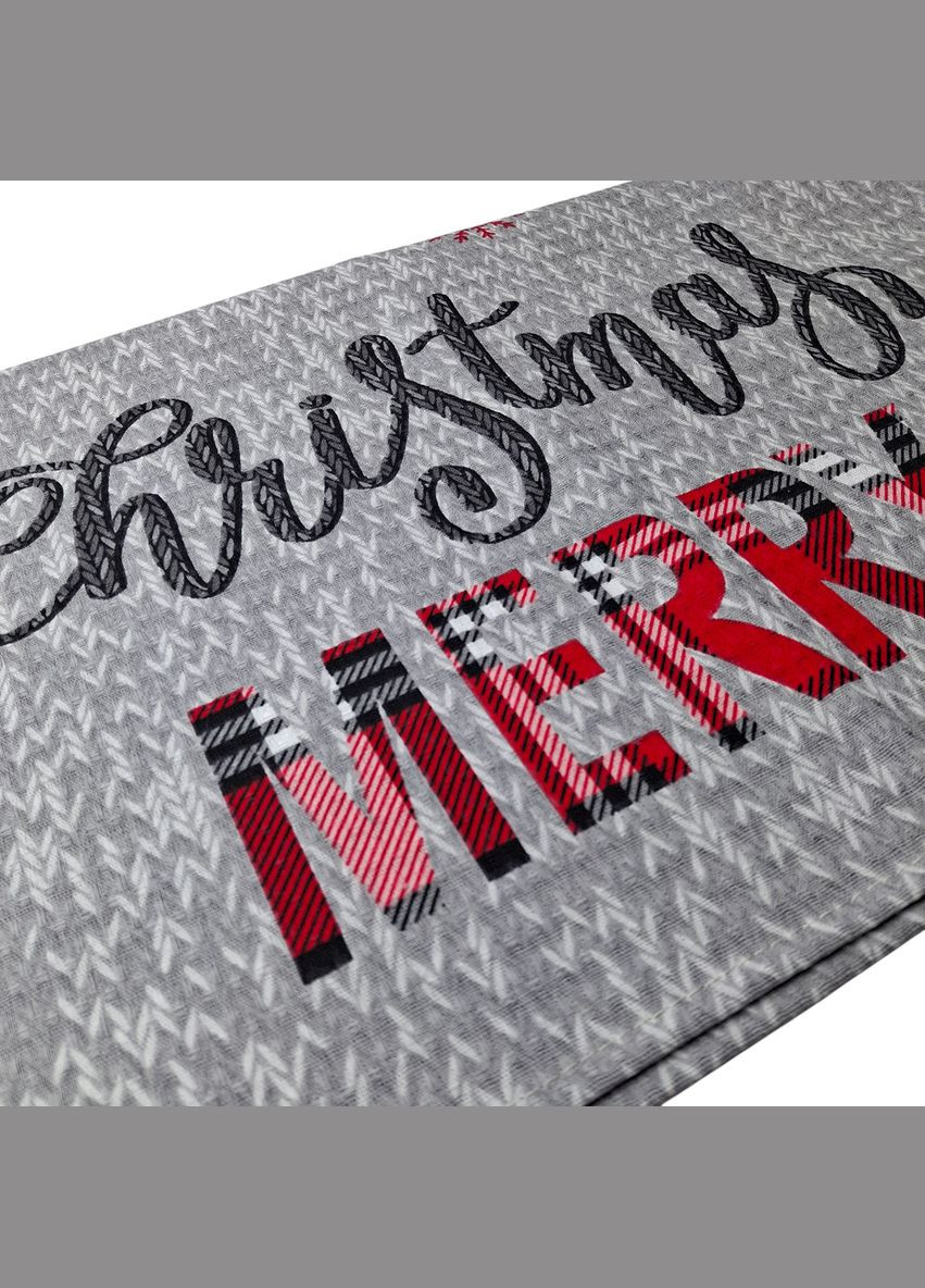 Кухонний рушник Merry Christmas різдвяний вафельний 45х60 см сірочервоний (2800004667210) SoundSleep сірий