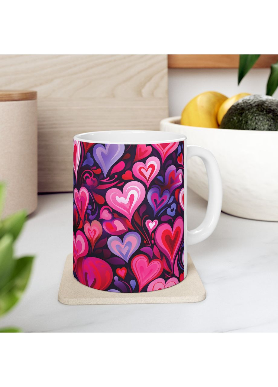 Керамічна чашка з дизайном "Палітра сердець" -1 No Brand (368671390)