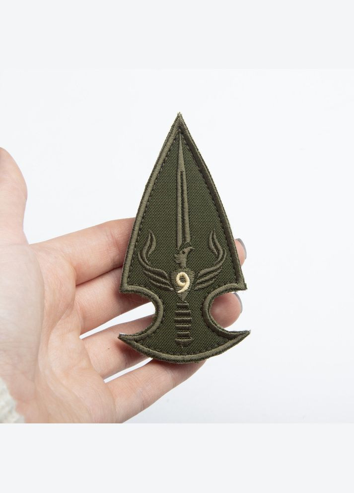 Набір шевронів 2 шт. з липучкою "Батальйон Фенікс, 9 рота", хакі, 5х9 см, вишитий патч, нашивка IDEIA (316592111)