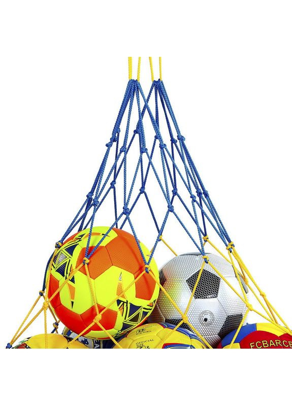 Сітка для м'ячів «ЕЛІТ» (поліпропілен, d-4,5мм, 10 м'ячів, комірка 12см, синій-жовтий) (SO-5258) SP-Planeta (361435678)