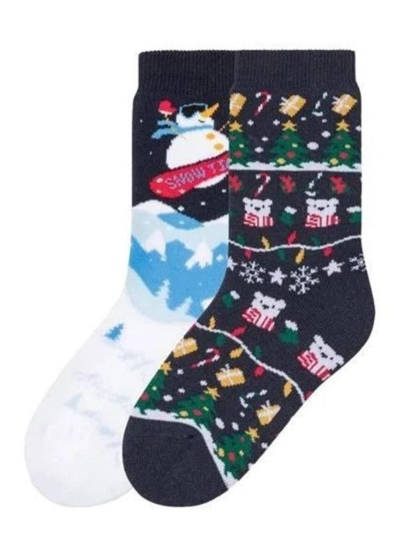 Комбіновані шкарпетки махрові 2 пари Pepperts новорічні зима (372891628)