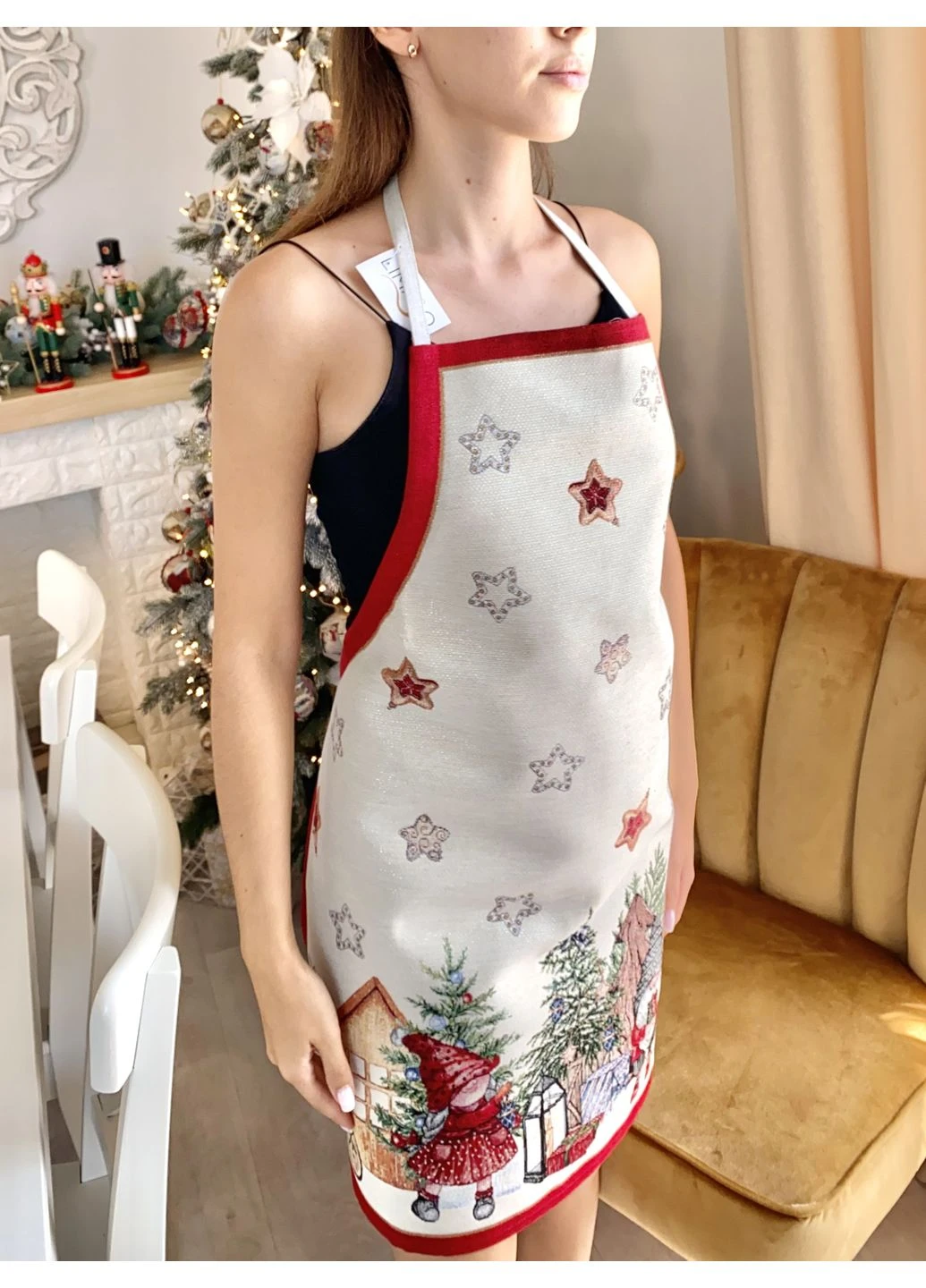 Фартух гобеленовий FEDERICA, 65x75, Новорічний, Срібний люрекс, 59% поліестер, 24% акрил, 17% бавовна, Гобелен LiMaSo (390492560)