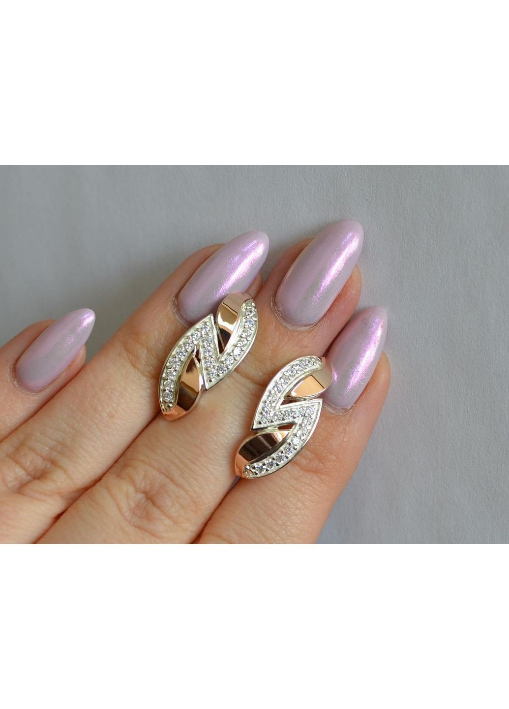 Срібні сережки з пластинами із золота Silver Style (367112474)