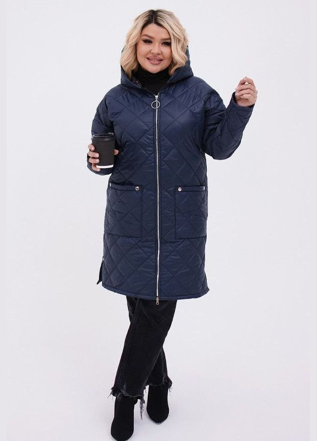 Синяя женская теплая стеганная куртка цвет синий р.48/50 449425 New Trend