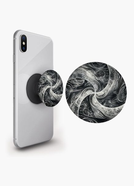 Попсокет держатель для смартфона (Popsockets) Абстракция Черный No Brand (302083136)