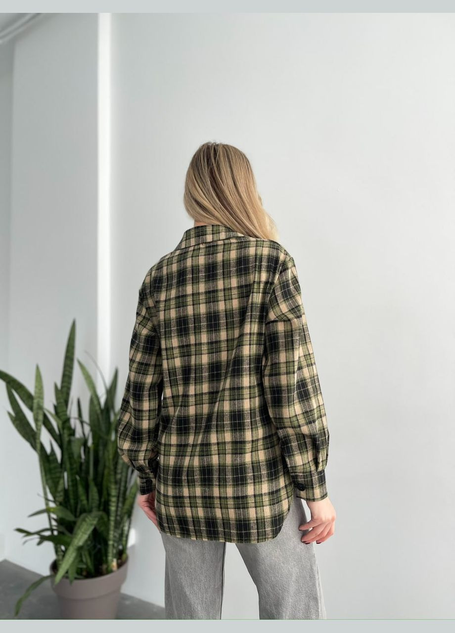 Серо-зеленая повседневный, кэжуал рубашка в клетку No Brand