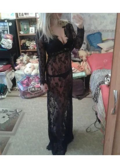 Чорна дуже красива мереживна сукня жіноча до полу. сукня жіноча легка та сексуальна. сукня прозора із спандекса оздоблена мереживом China