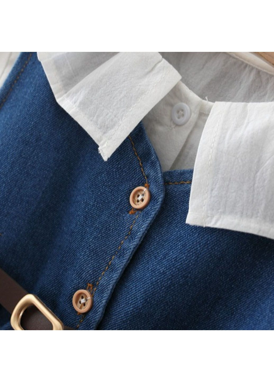 Синий комплект (сарафан, рубашка, пояс) No Brand