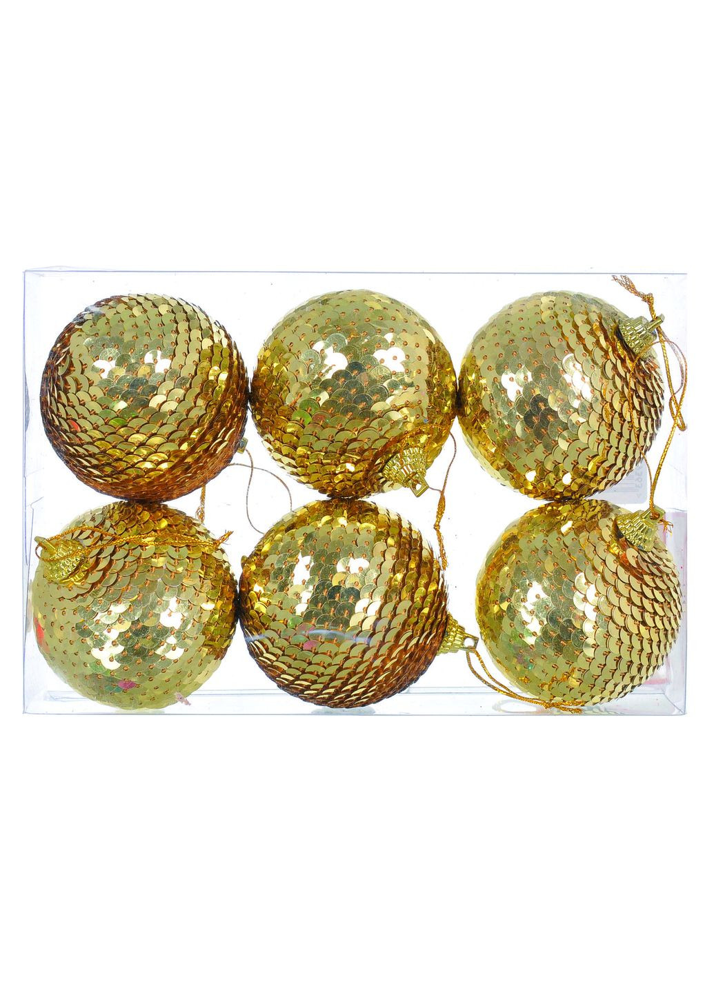 Елочные пластиковые шарики Jumi 6 шт с пайетками для новогодней елки украшения для дома ProDobro (367265489)