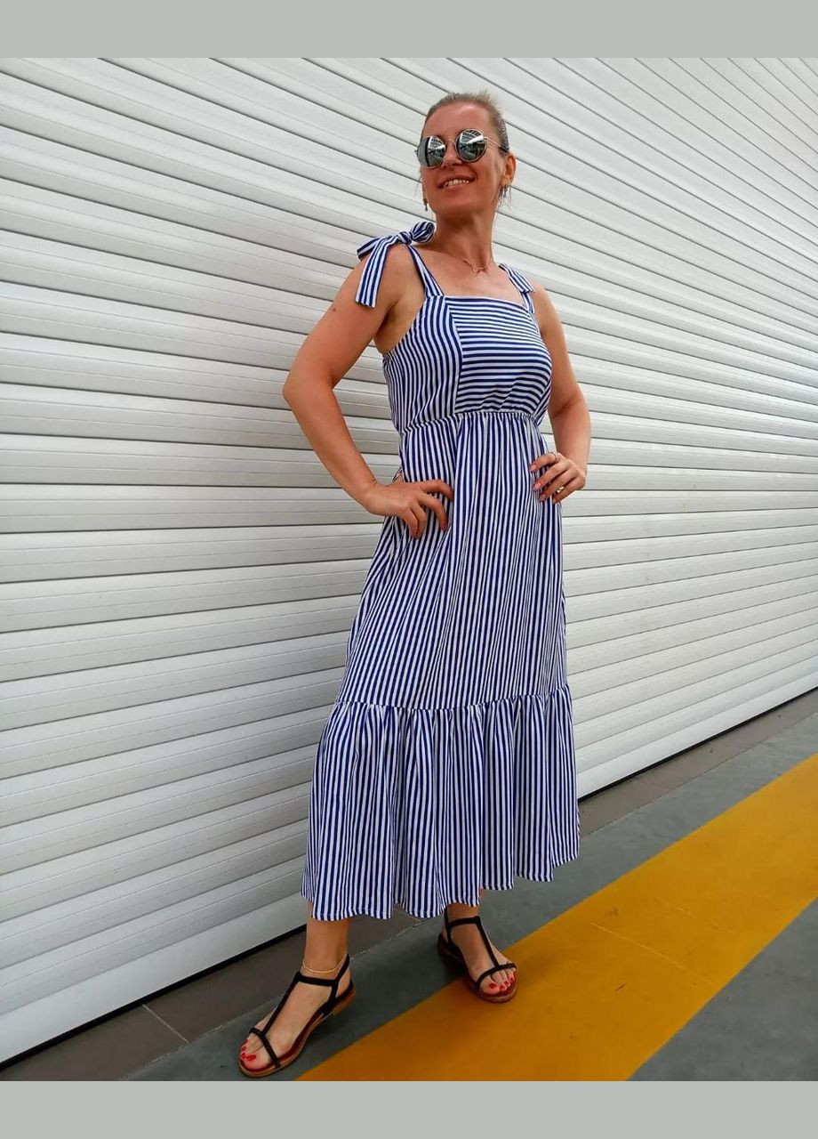 Білий вечірня літній сарафан у смужку на бретелях 2 Льва