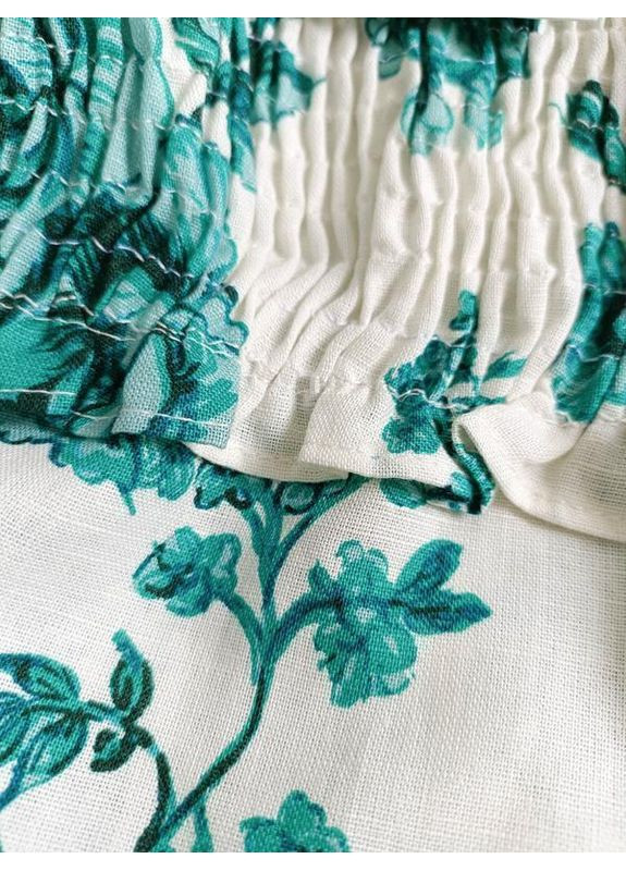 Белое медное льняное платье в цветочный принт Zara