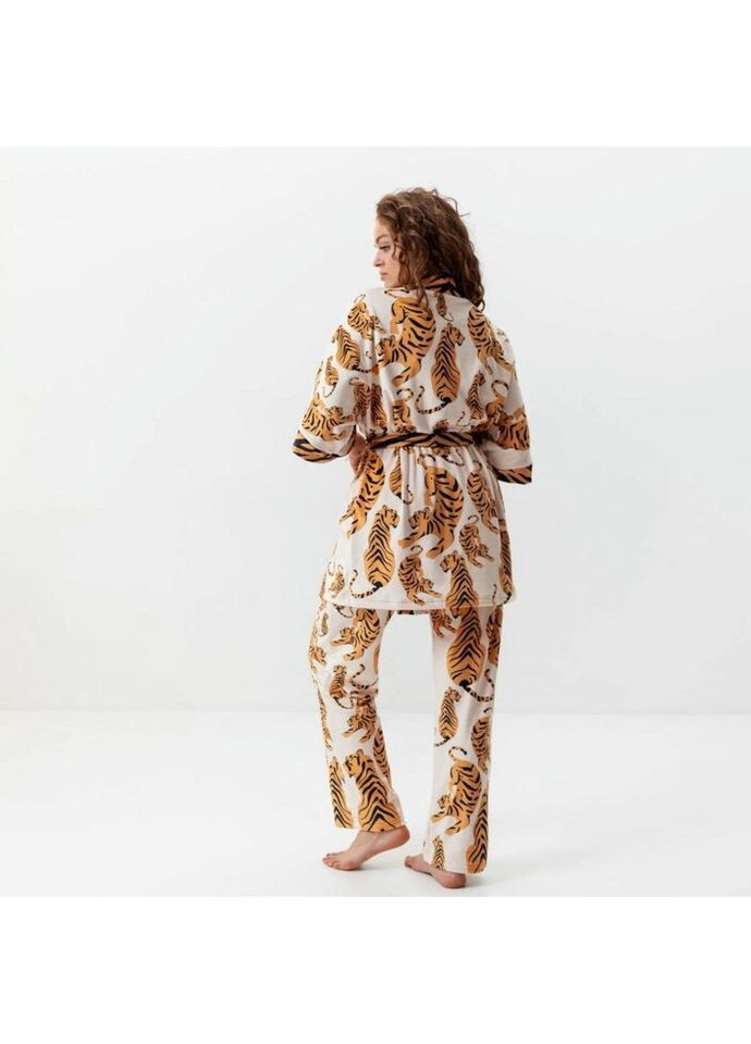 Комбінована всесезон комплект жіночий з плюшевого велюру штани та халат тигриця 3416_xl 15950 xl FlexDress