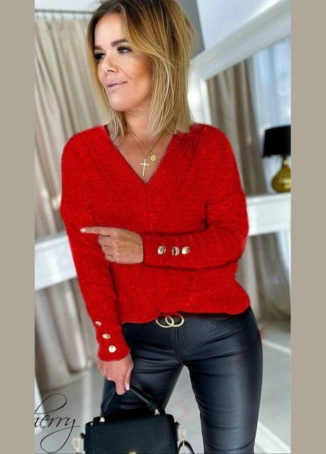 Кофта женская свободного кроя, с вырезом No Brand (367736178)