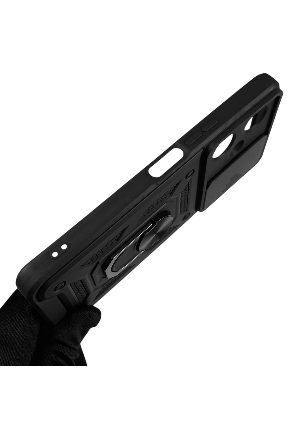 Чехол для Y27 4G бронированный с кольцом-держаталем со шторкой на виво у27 4г черный rg1 Vivo (366231055)