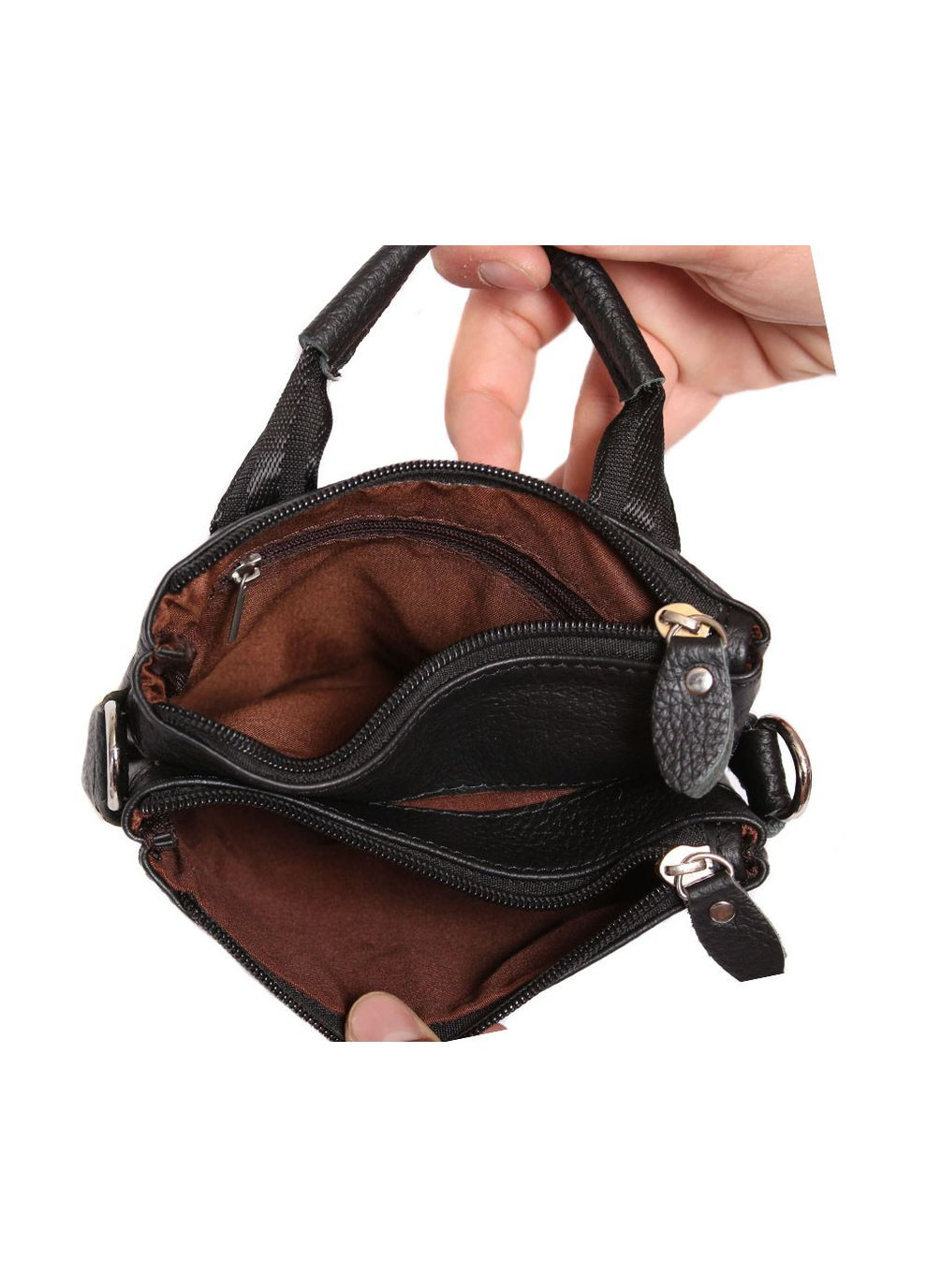 Мужская кожаная сумка 300143 черная No Brand (370848292)