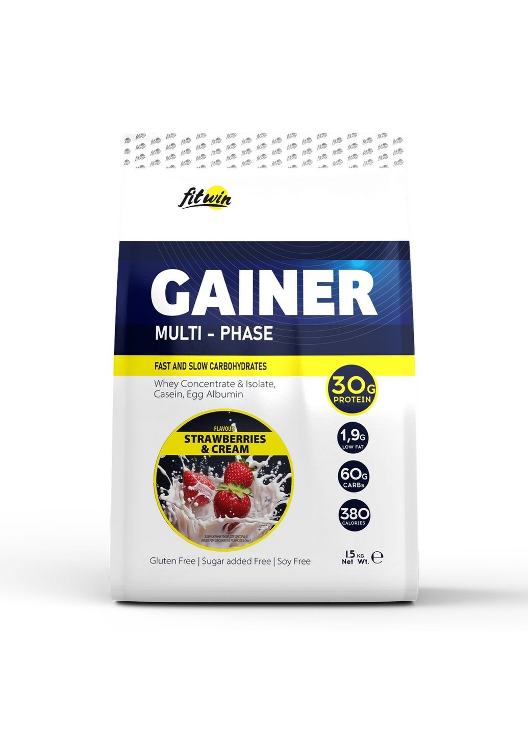 Гейнер Gainer Multi-Phase, 1.5 кг Полуниця із вершками FitWin (293483450)