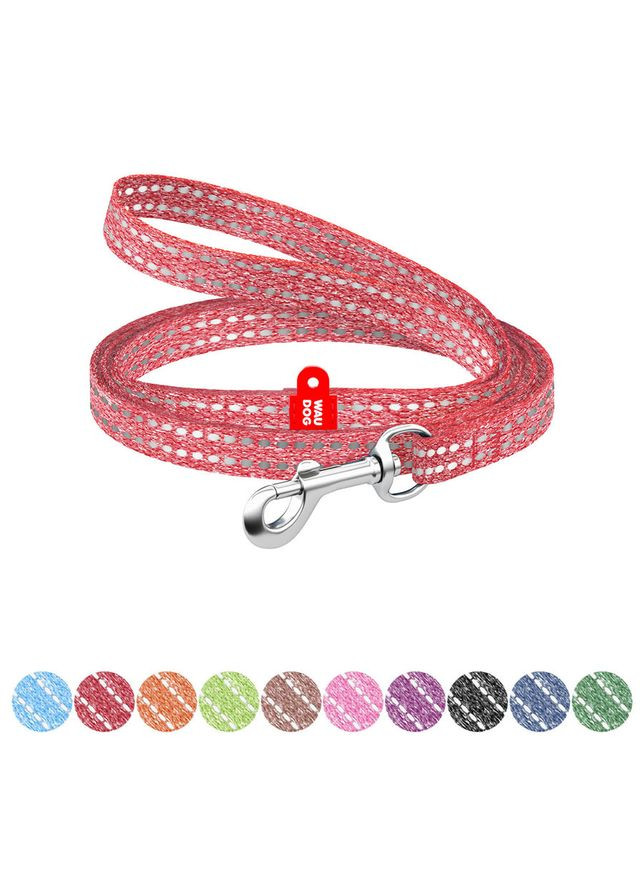 Повідець для котів та дрібних порід собак з відновленої бавовни WAUDOG Re-cotton світловідбиваючий,, Ш 10 мм, Д 200 см червоний No Brand (363197544)