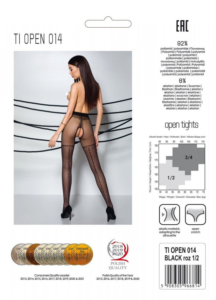 Колготки с открытым доступом TIOPEN 014 black (20 den), имитация чулок Passion (297656435)