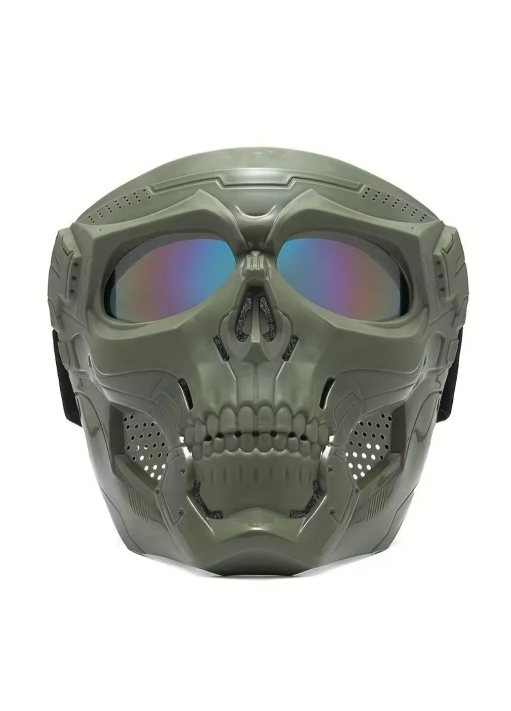No Brand зеленая маска в форме черепа ветро-солнце защитная для мото,вело, байкеров, пейнтбола, страйкбола. зеленый производство -