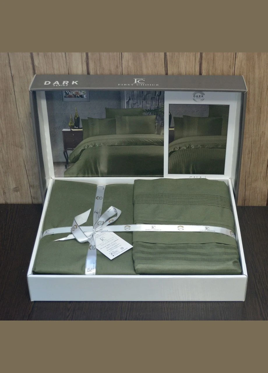 Постельное белье ранфорс Dark Deluxe Gala dark green евро First Choice (288045593)