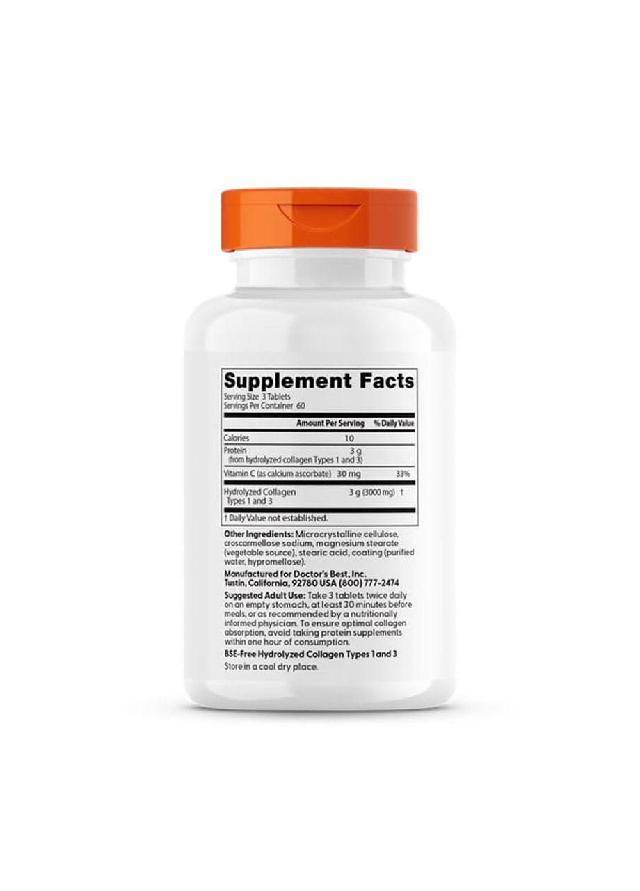 Коллаген 1 и 3 тип Collagen 1000 мг 180 таблеток Doctor's Best (357339634)