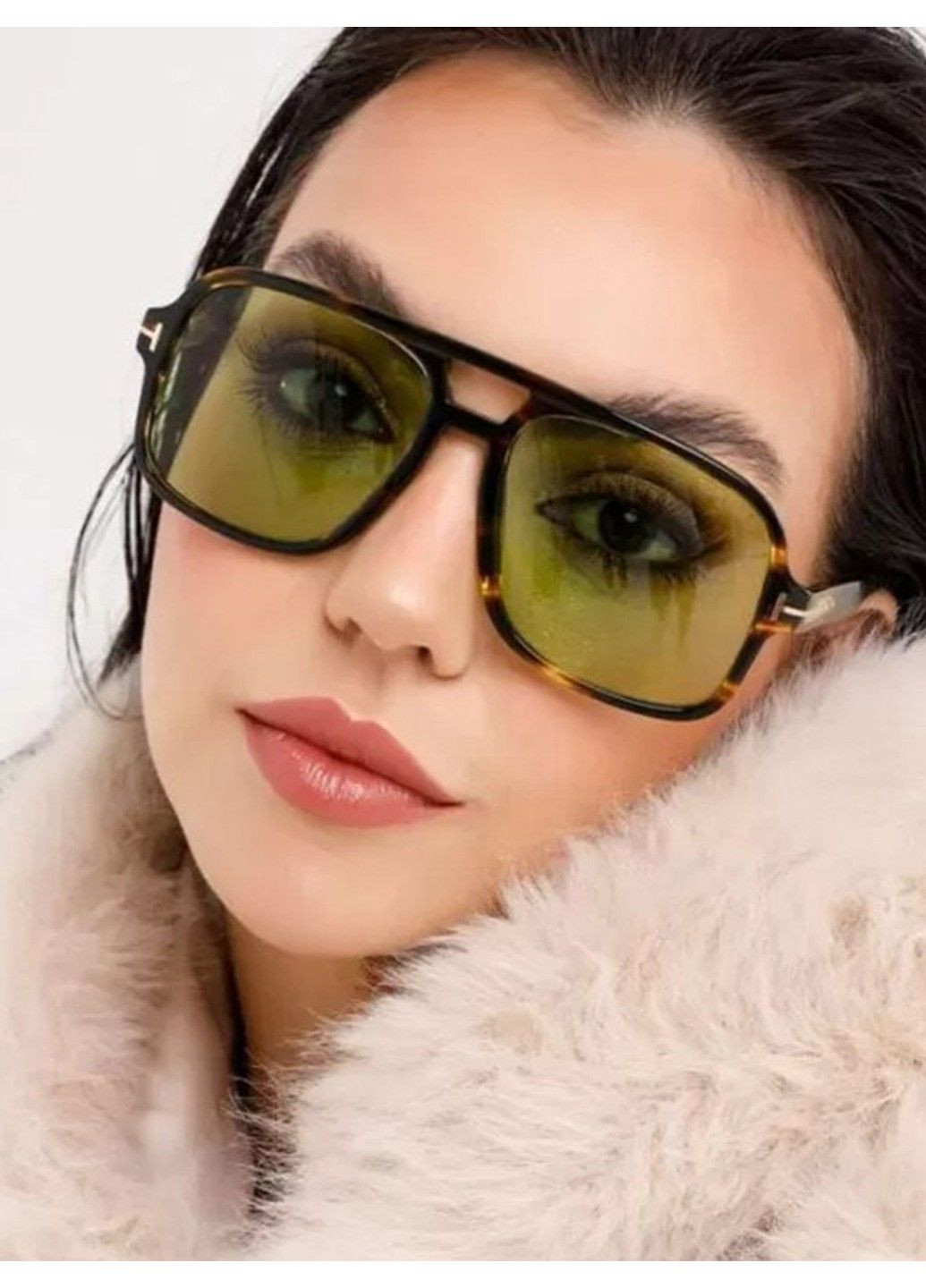 Окуляри сонцезахисні авіатор Smoke TF леопардові з зеленими лінзами No Brand (361678725)