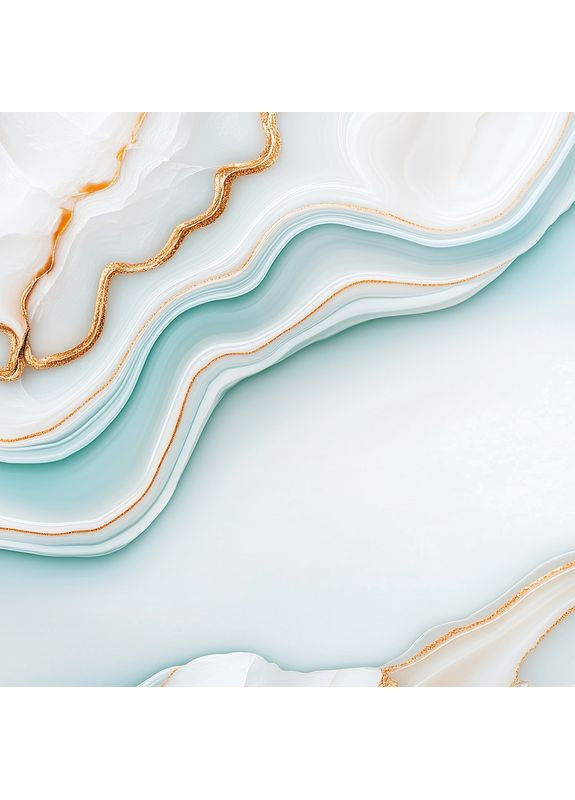 Фотофон виниловый мятно мрамор с плавными линиями и золотым акцентом 100x100 см, №552610 PhotoVinyl (354712761)