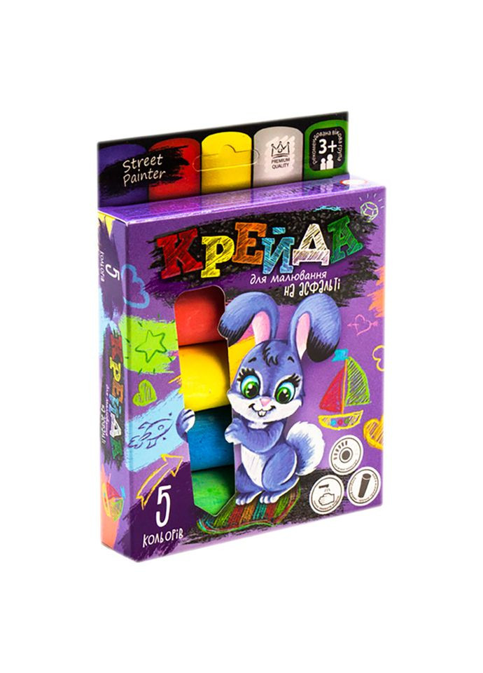Мел для рисования на асфальте" большой 5 шт Укр. MEL-01-03U Danko Toys (305232404)