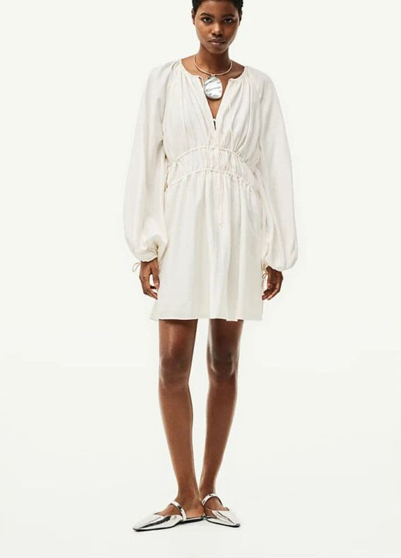 Молочное кэжуал платье оверсайз H&M однотонное