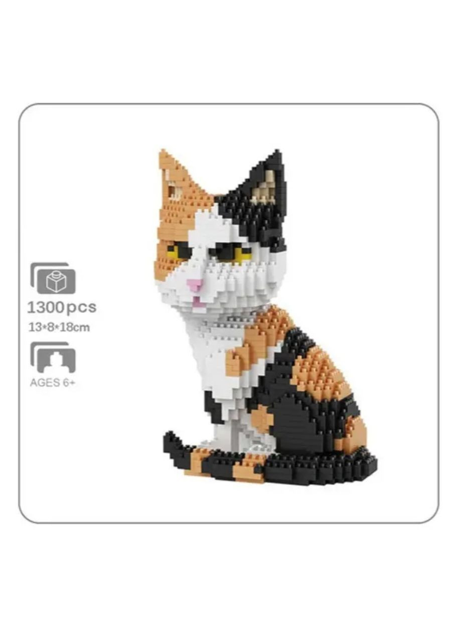 3D конструктор «Трёхцветная кошка» для детей, 1300 деталей, пластиковый, развивающий, фигурка 13×8×18 см, унисекс No Brand (364191305)