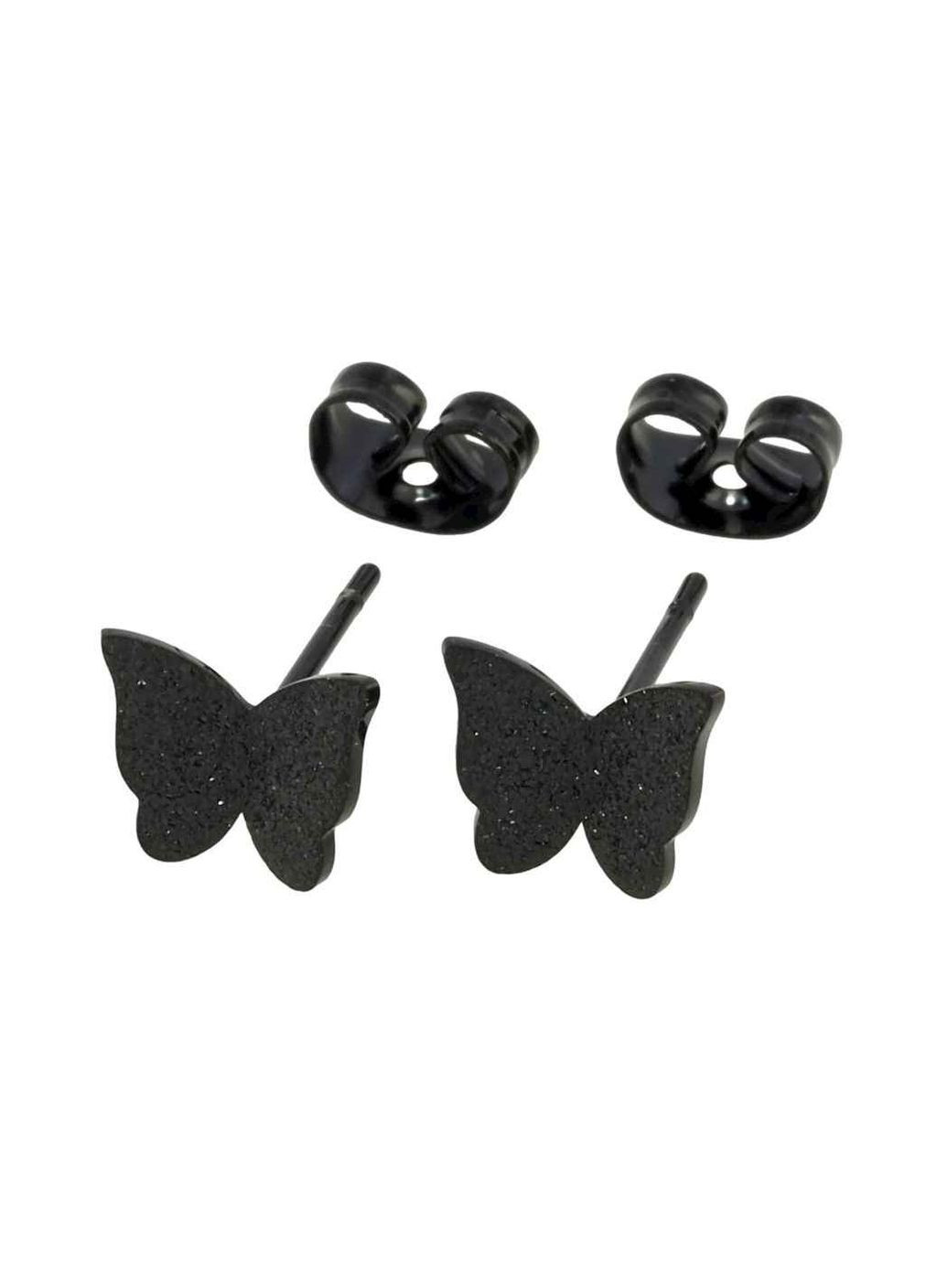 Сережки TTM Stainless Steel Black пусети "Метелики з шагренню" (204086) Xuping Jewelry (356457234)