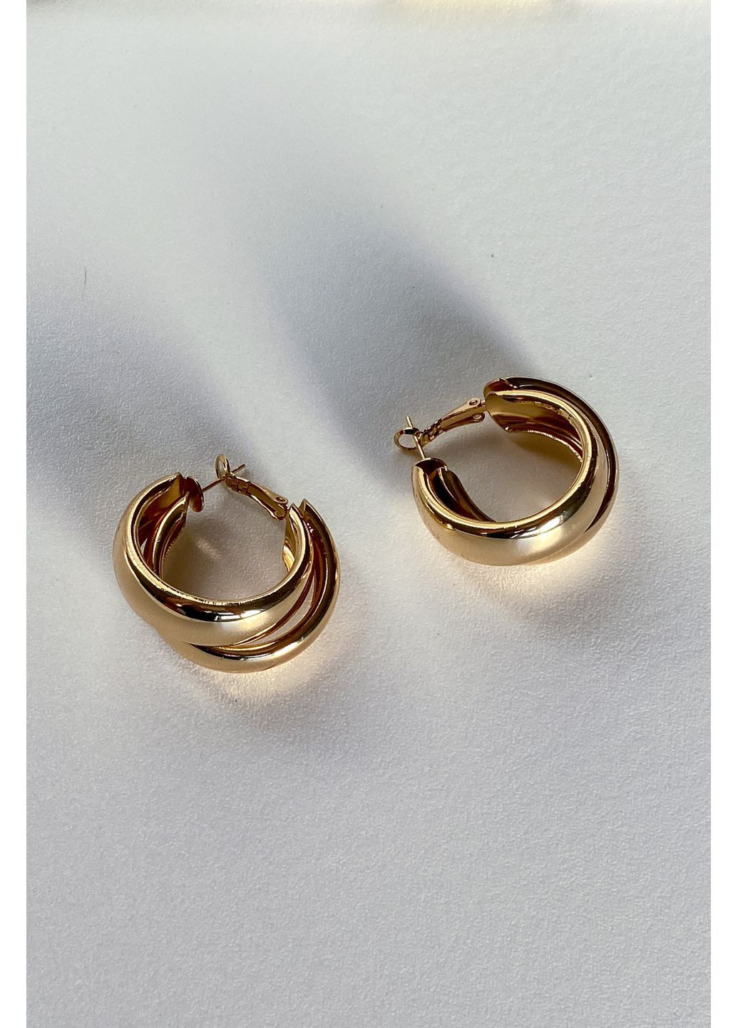 Серьги кольца двойные массивные CHICLY (367831328)