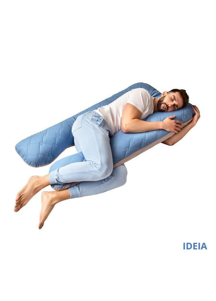 Подушка П-образная для сну та відпочинку ТМ 140х75х20 см сірий/св.сірий IDEIA (275870831)