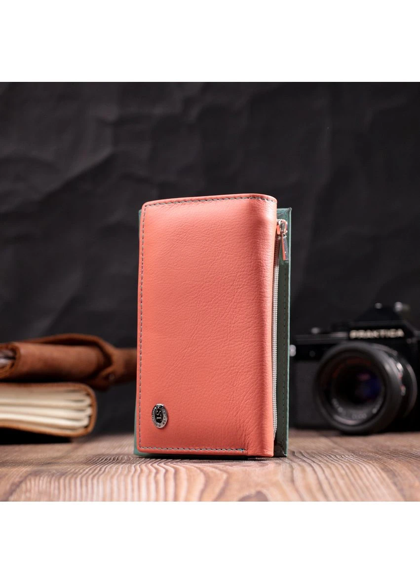 Женский Кожаный Кошелек В Три Сложения Разноцветный Seli st leather (392702127)