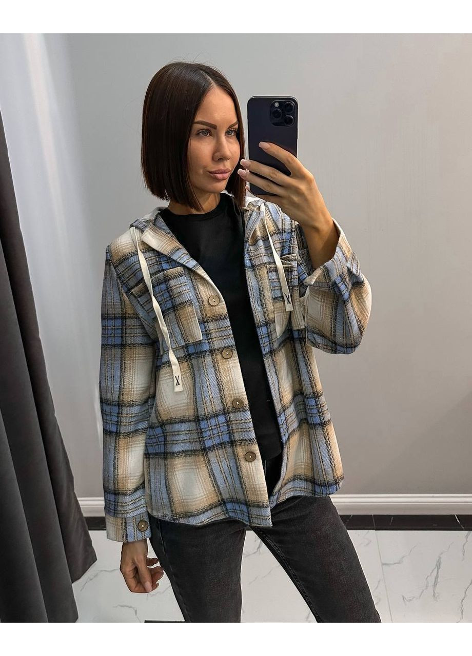 Жіноча сорочка в клітинку з капюшоном DK/DL Мода без кордонів (355971492)