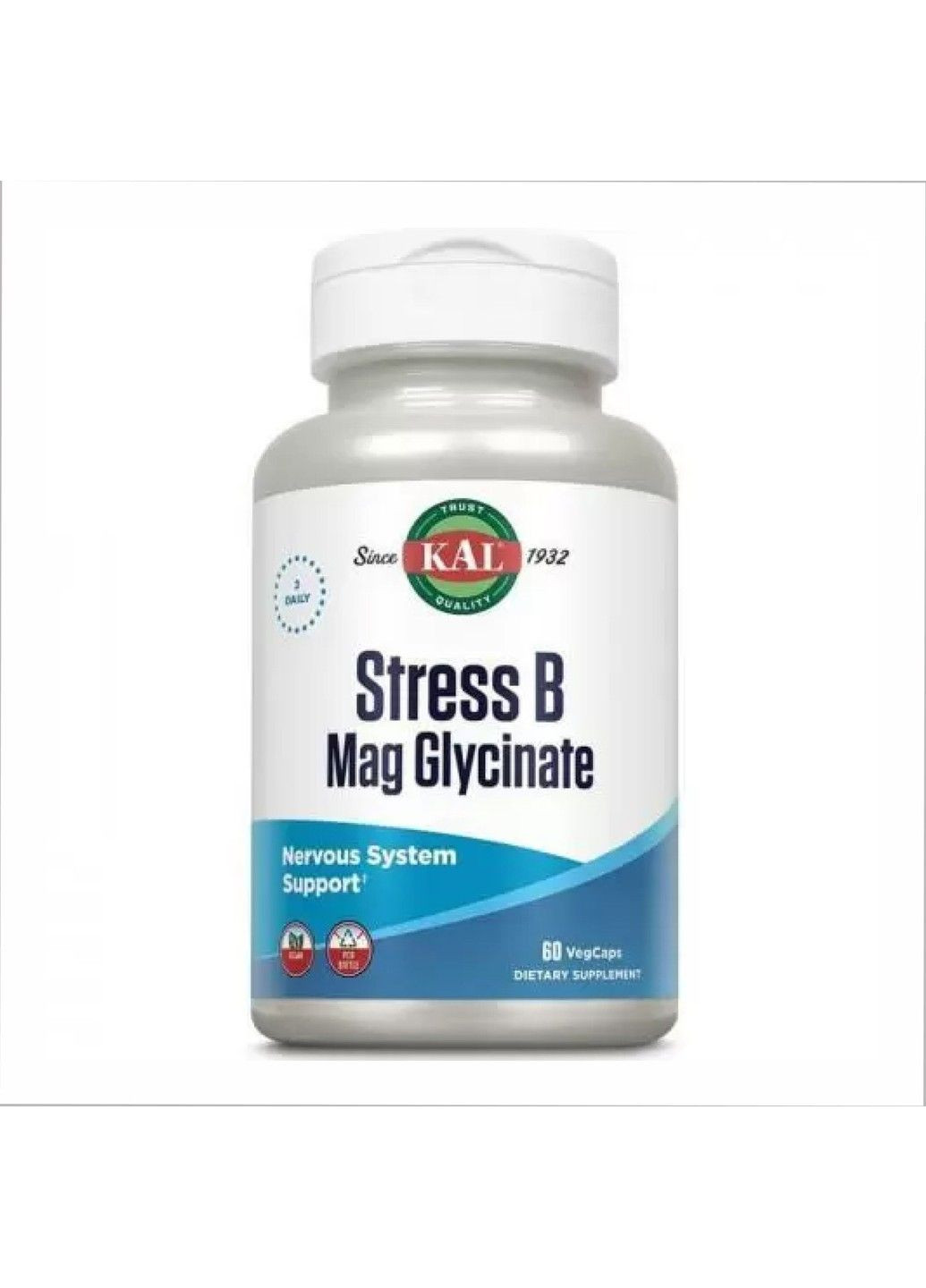 Глицинат магния для стресса B, 60 вегетарианских капсул KAL (347601036)