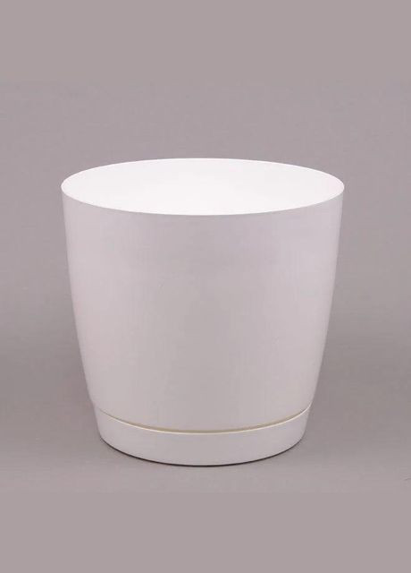 Горщик пластмасовий Coubi з підставкою круглий 24 см 91650 Білий Flora (311569899)