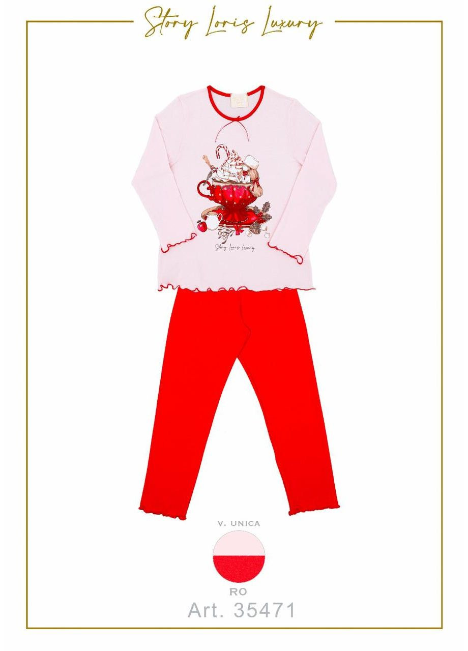Красная пижама luxury, ст. 35471, marshmallow, 3 года, 98 см Story Loris