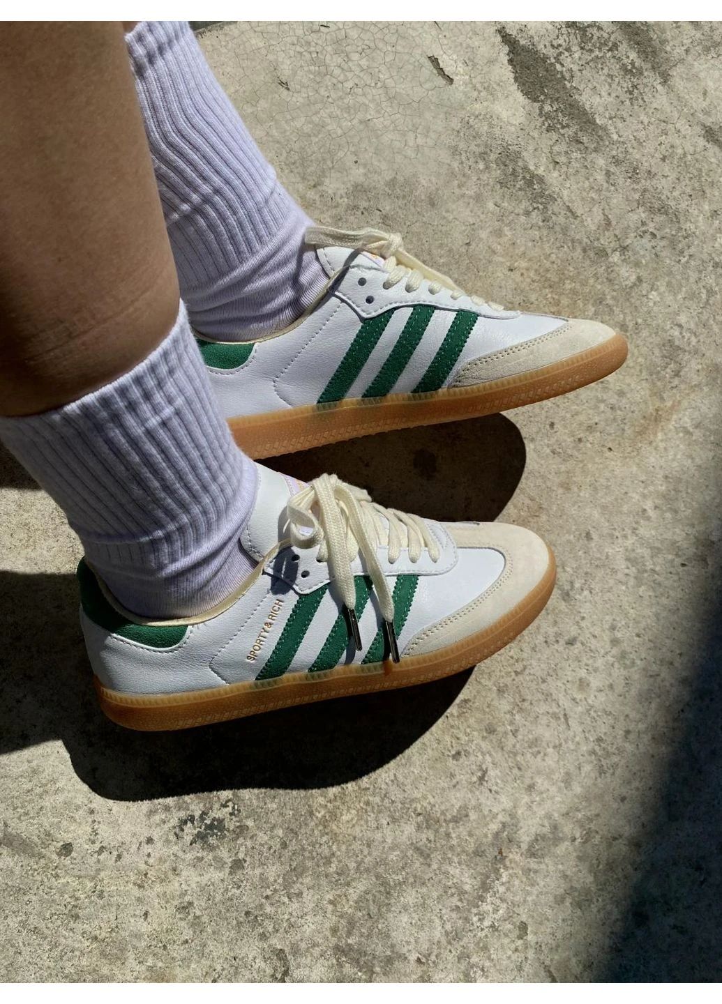 Білі кросівки чоловічі adidas samba og sporty & rich white green адідас самба білі демісезон No Brand