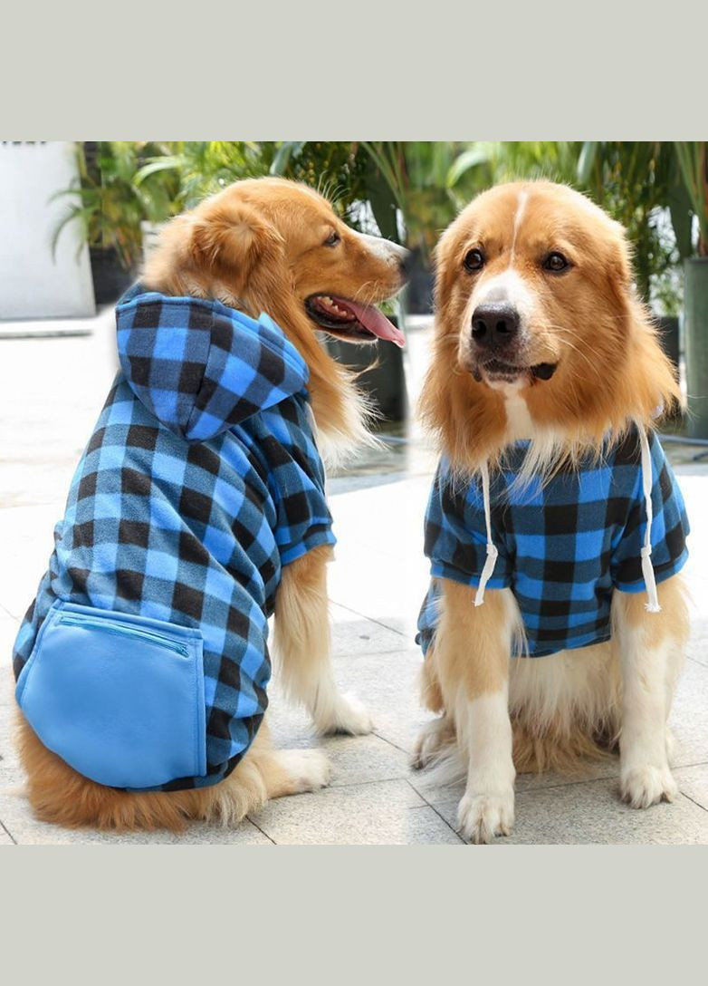 Худі для котів з кишенею Pet Style "Сосиска" Чорносиня клітинка M No Brand - (323237029)