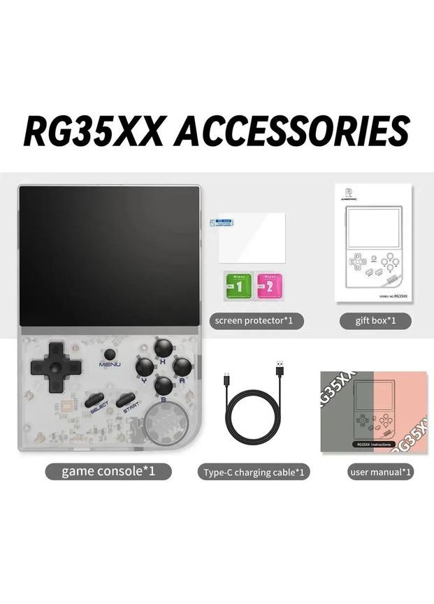 Портативная консоль RG35XX+ Plus H700 IPS 1/64GB с Linux Cortex A53 и набором из 5000 классических игр White Anbernic (369936401)