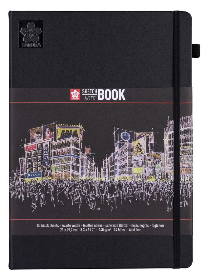 Блокнот Sketch 21х29 7 см 140 г/м2 80 л чорний Sakura (362580319)
