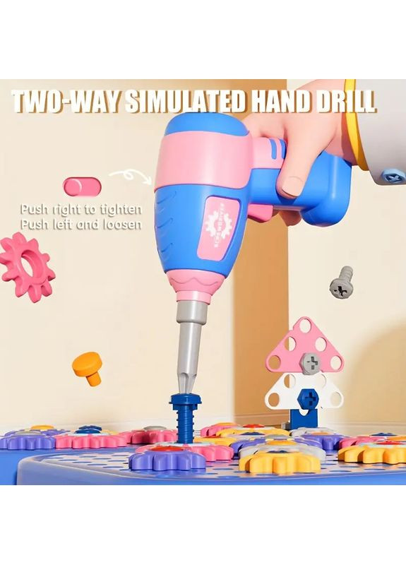 Детская мозаика-конструктор в чемоданчике Колесо обзора 258 деталей Электрическая дрель шуруповерт 2D и 3D сборка No Brand (363042267)