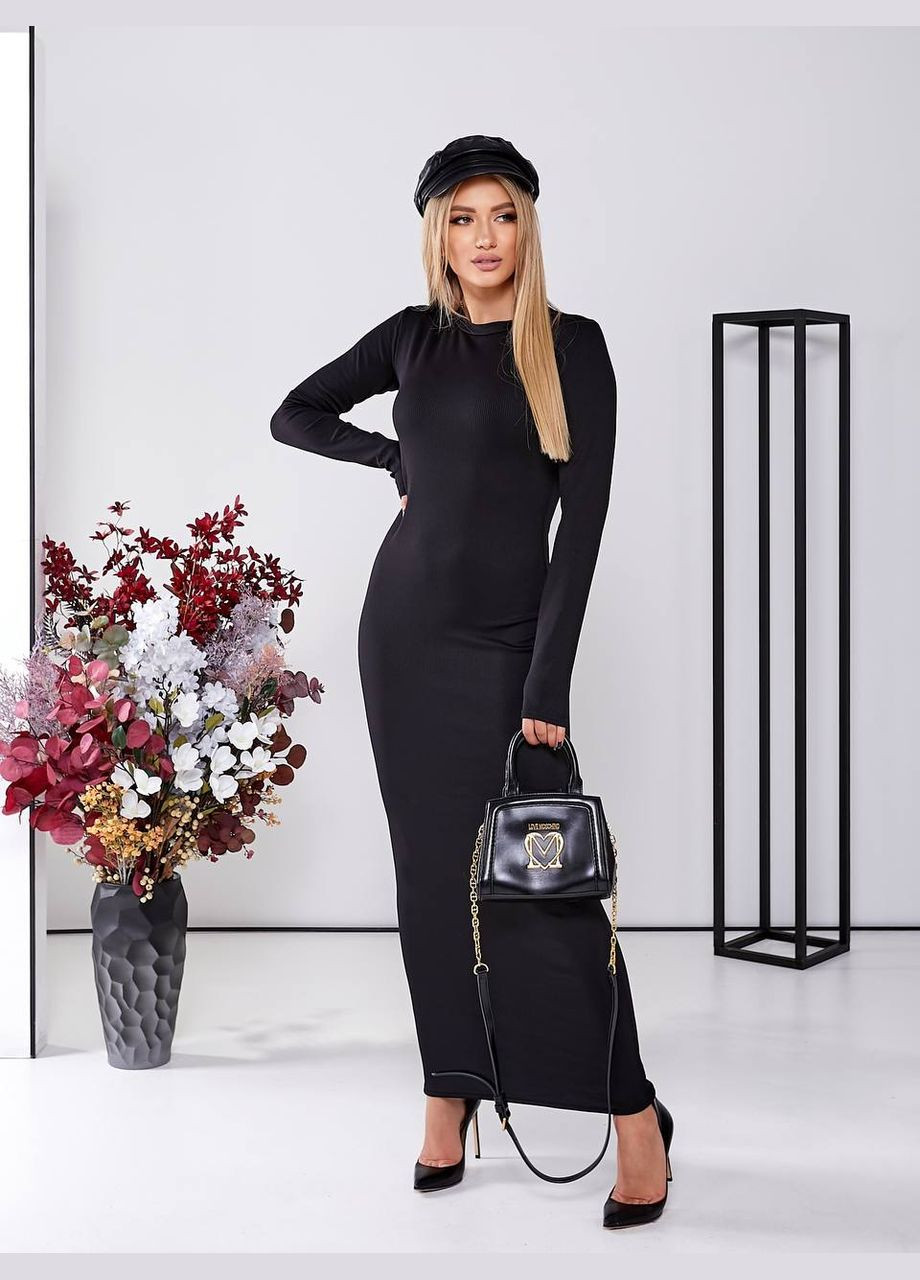 Черное теплое платье меди черного цвета 25970 ist No Brand