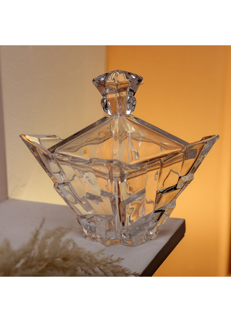 Сахарница с крышкой 16×16×19 см ваза Сахарница квадратная стеклянная HP-4-119 Yiwu (370801060)