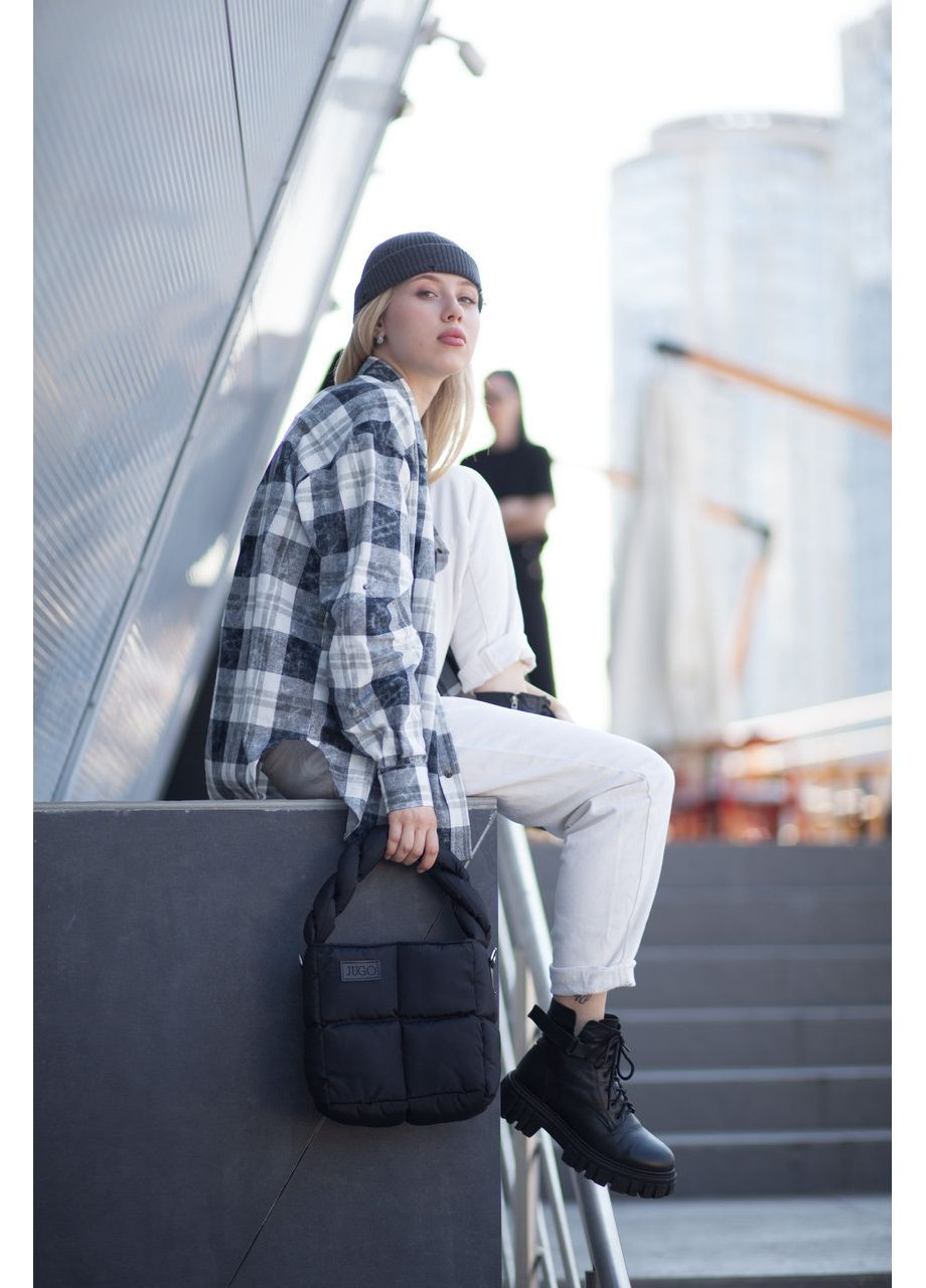 Сорочка жіноча з бавовни, оверсайз, в модну клітинку, стильна, на кнопках JUGO Iowa (351640621)