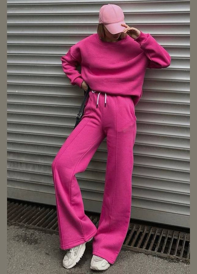 Спортивний костюм жіночий на флісі малинового кольору Let's Shop (301000900)